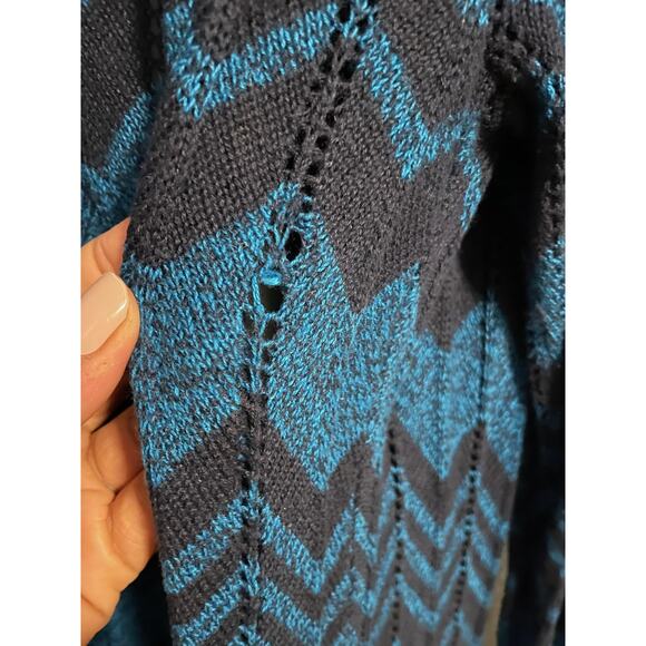 Missoni For Target Cardigan Sweater Womens XL Blue Chevron Long Open Front Knit - Picture 4 of 7